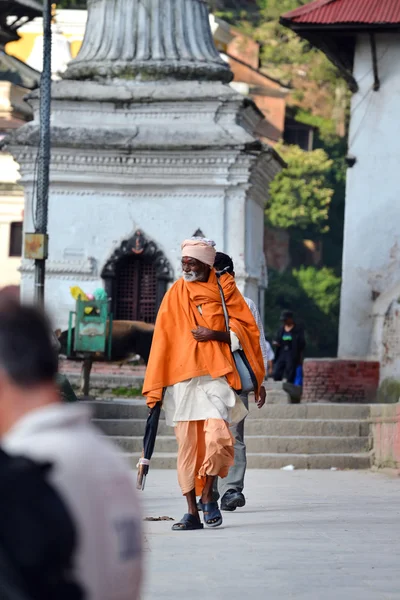 Sadhu homem no templo hindu sagrado de Pashupatinath. Nepal — Fotografia de Stock