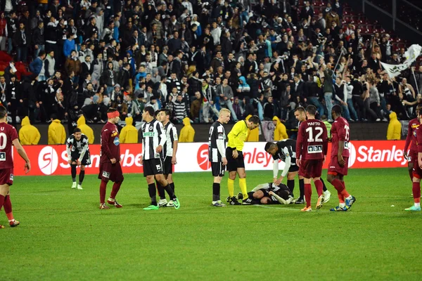 Falha durante um jogo de futebol — Fotografia de Stock