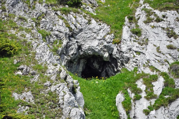 Dağlardaki küçük mağara girişi — Stok fotoğraf