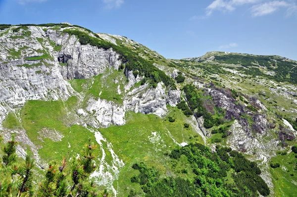 Cresta de piedra caliza, acantilado Iorgovanului en la montaña Retezat, Rumania — Foto de Stock
