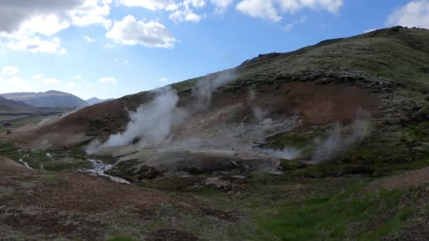 Mancha Barro Hveragerdi Islandia Zona Geotérmica Activa Hveragerdi Con Aguas — Vídeos de Stock