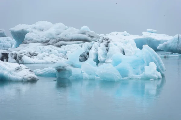 Ijsbergen Smelten Als Gevolg Van Opwarming Van Aarde Klimaatverandering Gletsjerlagune — Stockfoto