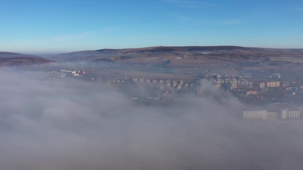 Vista Aérea Del Área Urbana Industrial Contaminada Vista Del Smog — Vídeo de stock