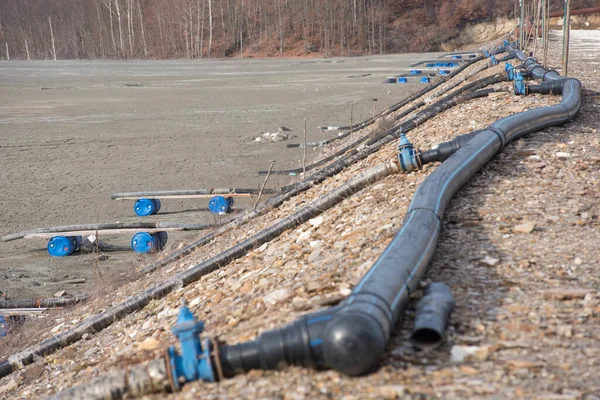 Очистка Трубопроводов Озера Известью Гипсом Очистки Воды Тяжелых Металлов Geamana — стоковое фото