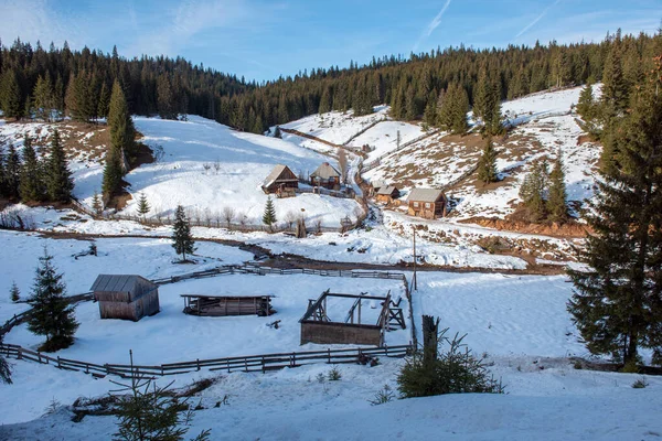 Winter Rural Countryside Scene Transylvania Romania — Stock Photo, Image