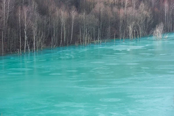 Aguas Residuales Verdes Una Mina Cobre Que Contamina Medio Ambiente — Foto de Stock