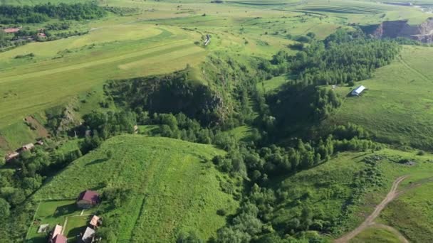Létající Nad Živými Zelenými Kopci Pastvina Transylvánii Rumunsko Letecký Pohled — Stock video