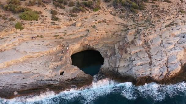 Vista Aérea Piscina Natural Giola Isla Tasos Grecia — Vídeo de stock