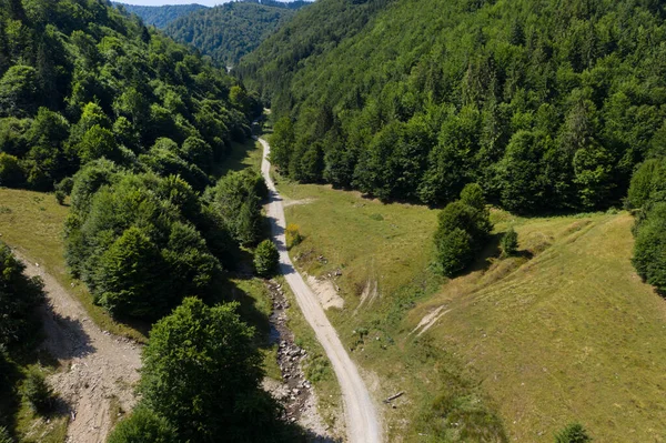 Voler Dessus Une Vallée Une Forêt Décidue Prise Vue Aérienne — Photo