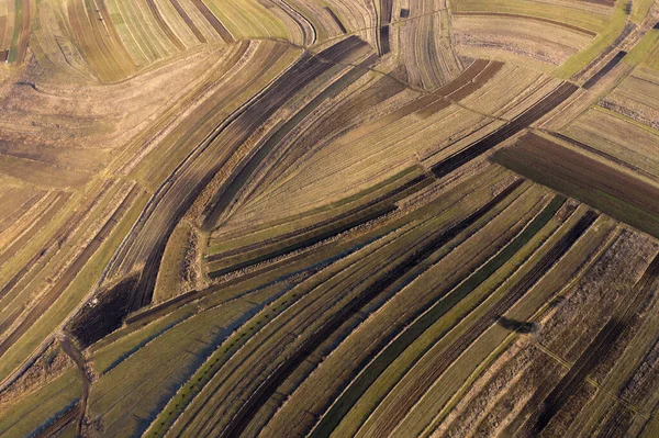 Vista Aérea Sobre Los Campos Agrícolas Otoño —  Fotos de Stock