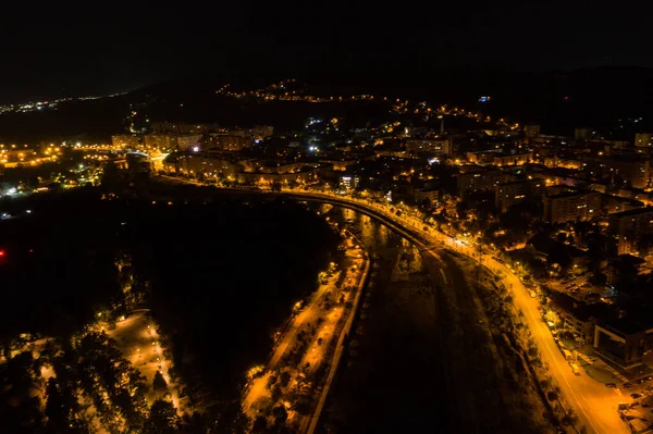 Aerial View Cluj Napoca City Night Urban Landscape Illuminated Streets — ストック写真