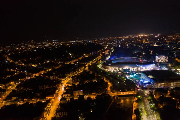 Aerial View Cluj Napoca City Night Urban Landscape Illuminated Streets — Stock Photo, Image