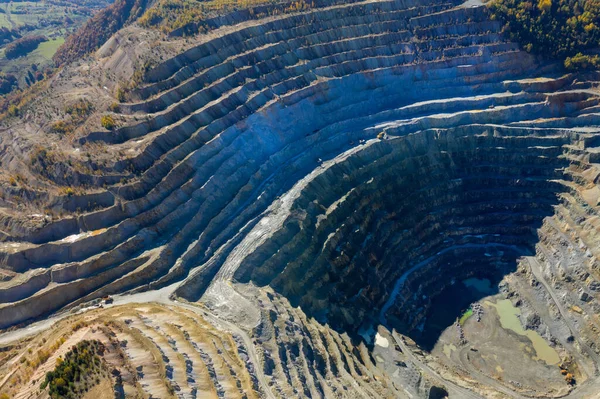 Воздушный Беспилотный Обзор Европы Второй Величине Карьер Медный Рудник Росия — стоковое фото