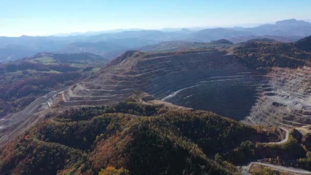 Воздушный Беспилотный Обзор Европы Второй Величине Карьер Медный Рудник Росия — стоковое видео