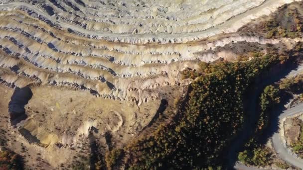 Vol Dessus Une Mine Ciel Ouvert Excavation Cuivre Rosia Poieni — Video