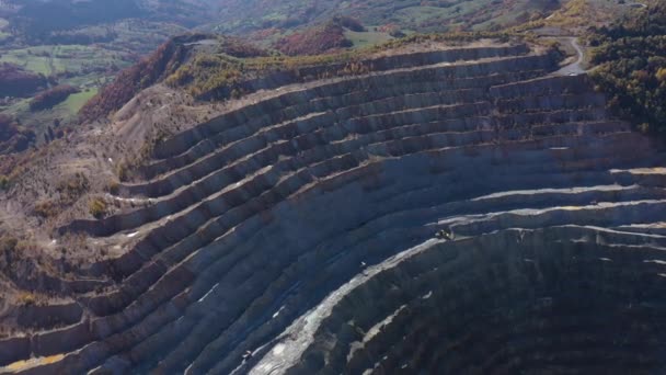 Aerial Drone View Rosia Poieni Open Pit Copper Mine Romania — Stock Video