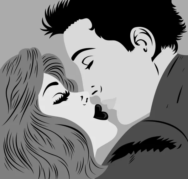 Mann und Frau küssen — Stockvektor