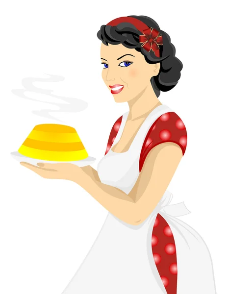 Красива жінка з тортом — стоковий вектор
