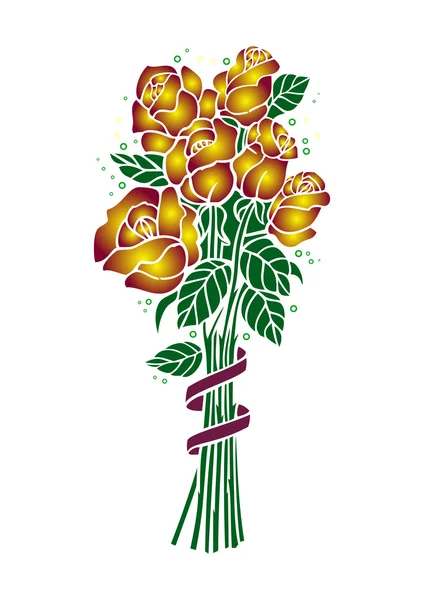 Bouquet of golden roses — Stock Vector