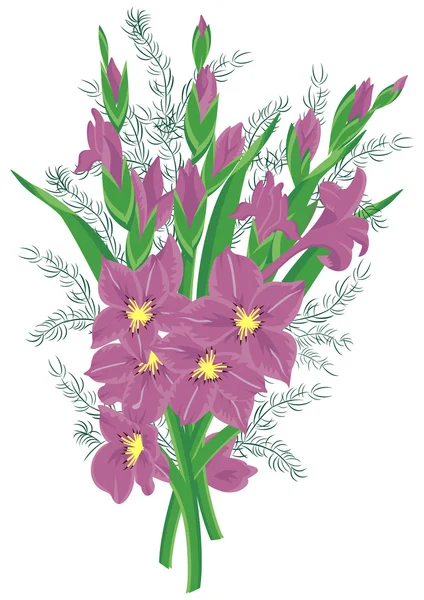 라일락 gladioluses의 꽃다발 — 스톡 벡터