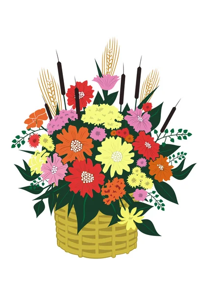 Καλάθι με λουλούδια αφηρημένη — Διανυσματικό Αρχείο
