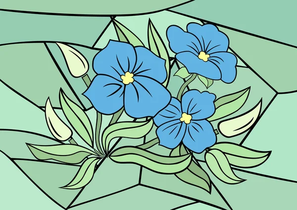 Fleurs bleues abstraites avec fond — Image vectorielle