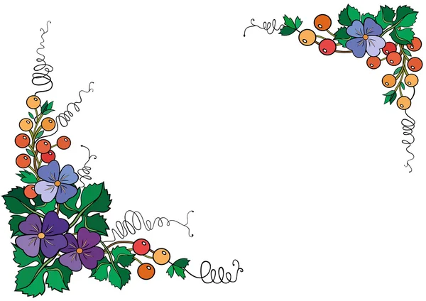 帧从抽象花朵和浆果 — 图库矢量图片