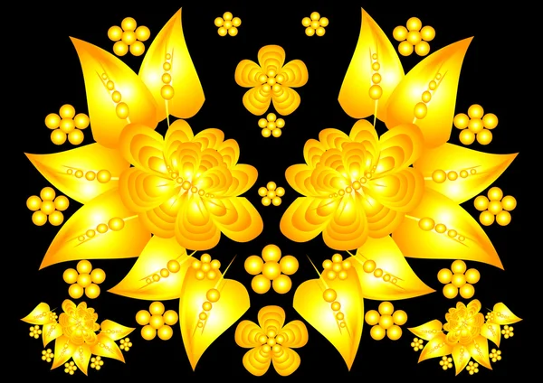 Ornamento dorado floral — Vector de stock