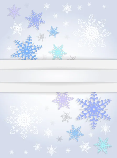 Floco de neve fundo com banner — Vetor de Stock