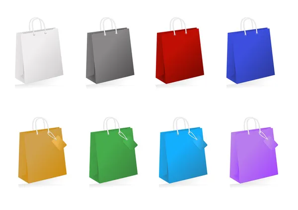 Coleção de sacos de compras coloridos — Vetor de Stock