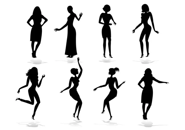 Ensemble silhouette féminine — Image vectorielle