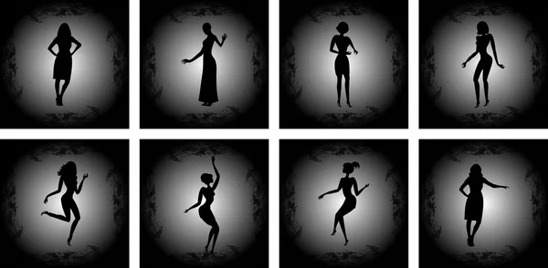 Abstract female silhouettes with background — Stock Vector