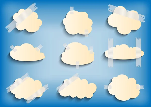Papier wolk met plakband collectie — Stockvector