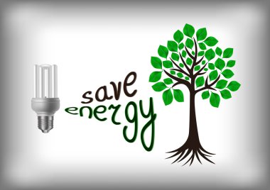 Enerji tasarruflu ampul ile yeşil ağaç
