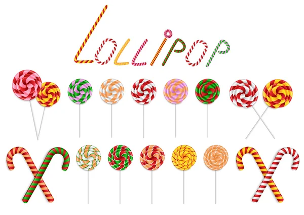 Lollipop and candy cane collection — Stock Vector