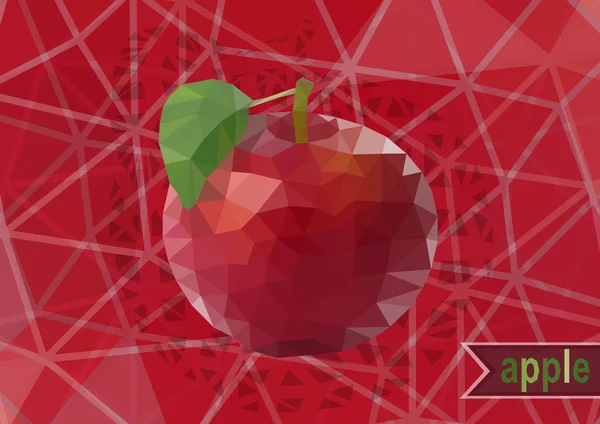 Pomme rouge polygonale avec fond — Image vectorielle