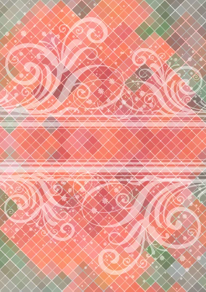 Ornamento floral abstrato com fundo em mosaico — Vetor de Stock