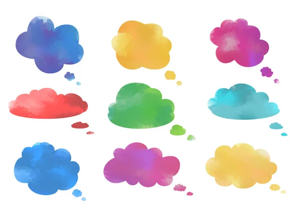 Aquarelle nuage bulles de parole collection — Image vectorielle