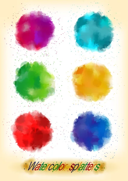 Colorful watercolor splatters — Stock Vector