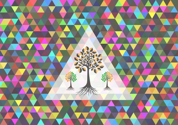 Colorful triangle background with trees — Stock Vector