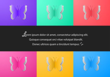 Colorful paper butterfly cutouts clipart