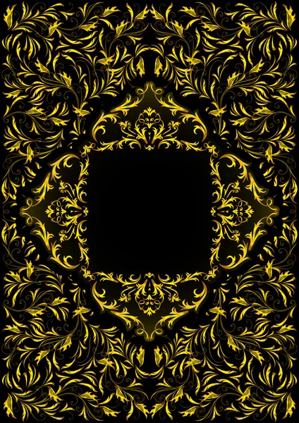 Frame met gouden bloemen ornament — Stockvector