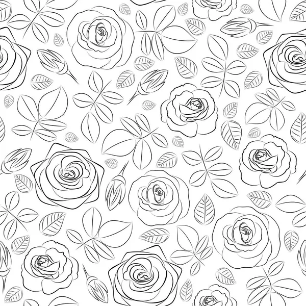 Illustration Motif Sans Couture Des Contours Rose Couleur Noire Isolée — Image vectorielle