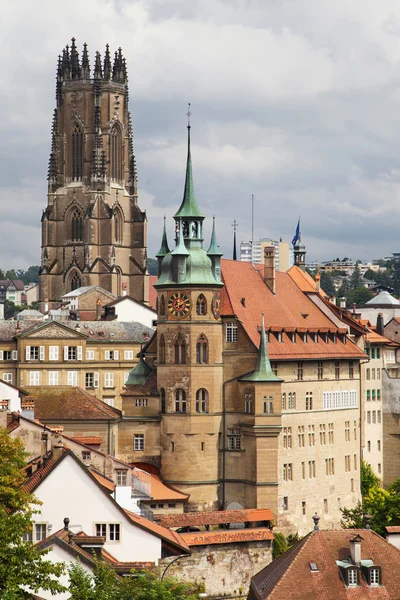 Katedral ve Belediye Binası Fribourg — Stok fotoğraf