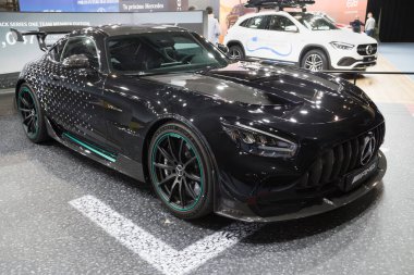 Barcelona, İspanya - 7 Ekim 2021: Mercedes-Benz AMG GT Black Series P One Barcelona, İspanya.