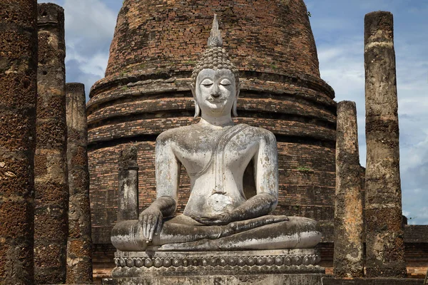 Seated Buddha Wat Sukhothai Thailand — Stock Photo, Image