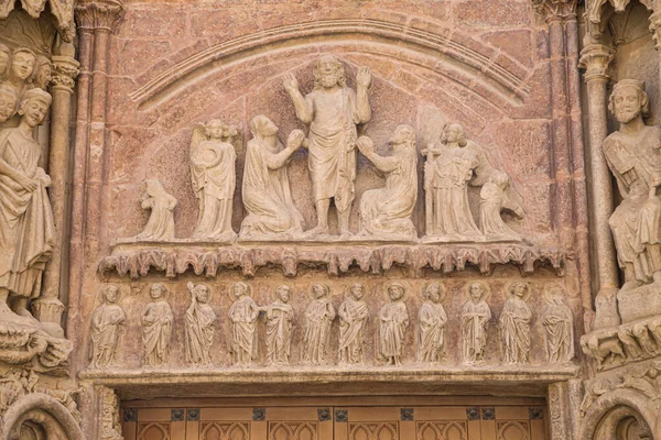 Tympanum Verandě Kostela San Bartolome Logronu Španělsko — Stock fotografie