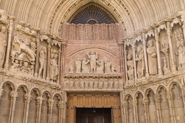 Detalhe Portal Igreja San Bartolome Logrono Espanha — Fotografia de Stock