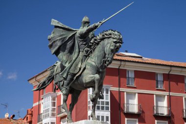 İspanya, Burgos 'taki El Cid' in Binicilik Heykeli.