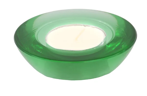 Candle in a green candlestick — Stock Photo, Image